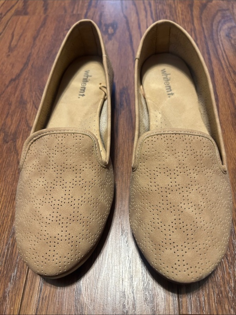 whitemt. Tan Suede Perforated Slip-On Loafers 8.5 8 1/2